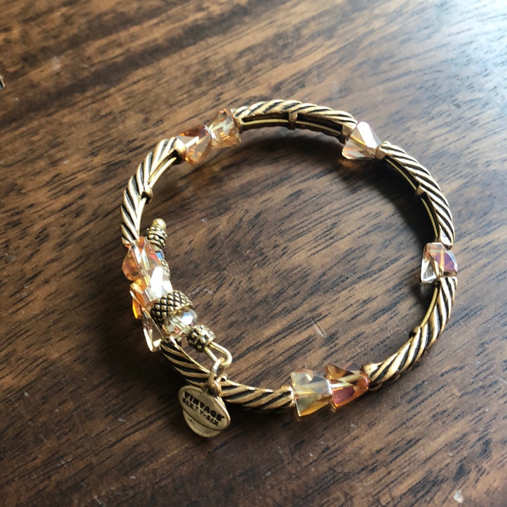 Alex and Ani Vintage Sixty-Six Bangle Bracelet Rafaelian Gold Twisted Wrap Bead